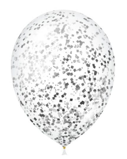 Шар с серебряным конфетти Большой